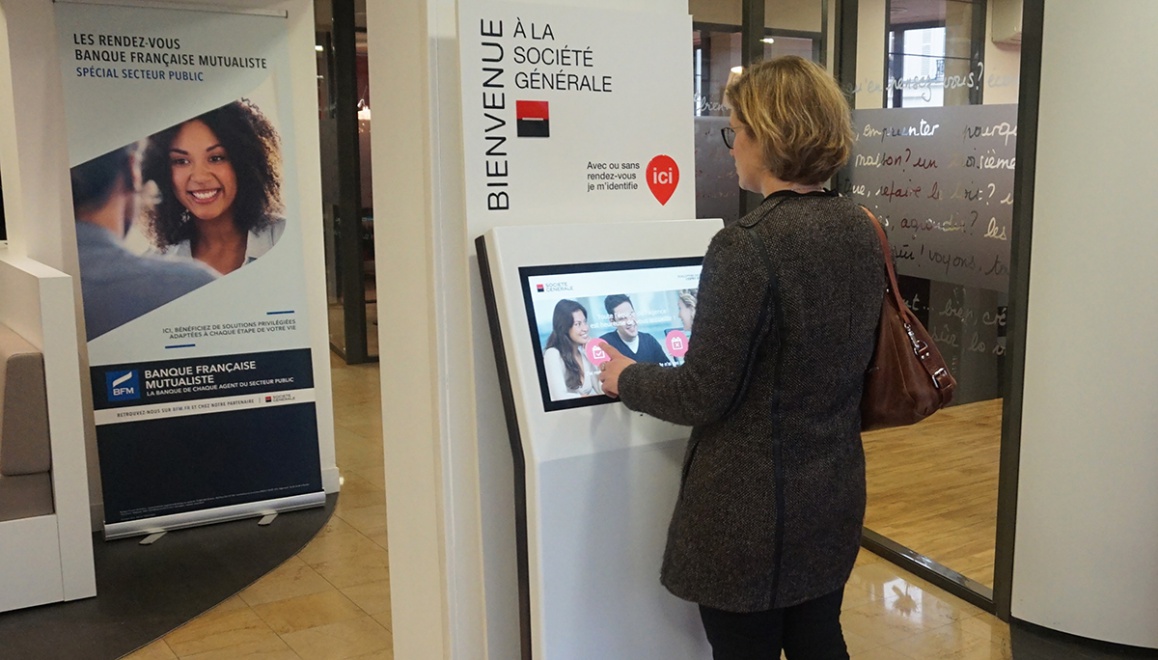 Borne interactive d'accueil Societe Generale