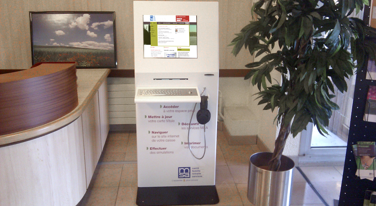 Kiosco de recepción de pacientes MSA